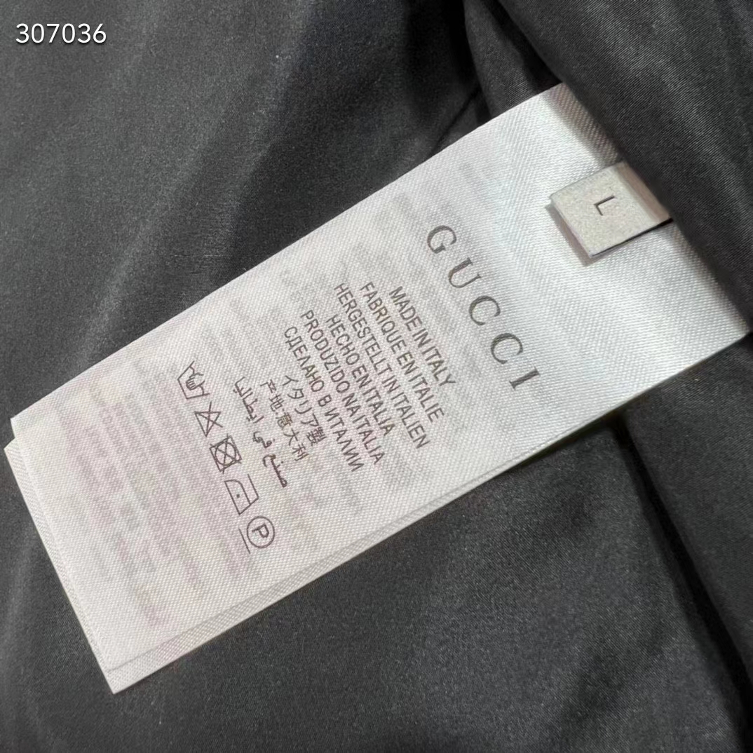 G*u*i men nylon down jacket gg inserts feather padding lined high neck velcro cuffs