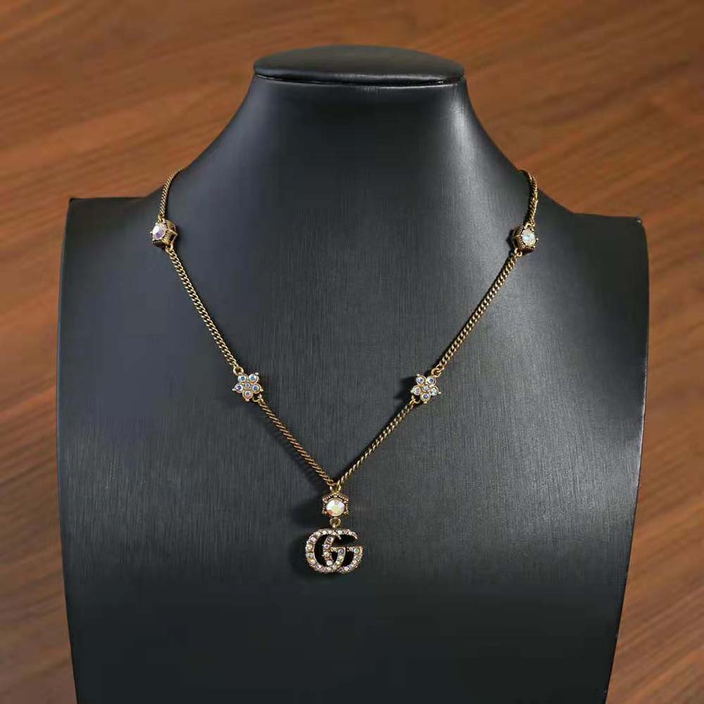 G*u*i women double g necklace with crystals