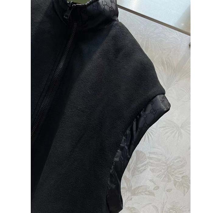 G*u*i men gg canvas bomber jacket high neck drawstring detachable hood gilet dropped shoulder