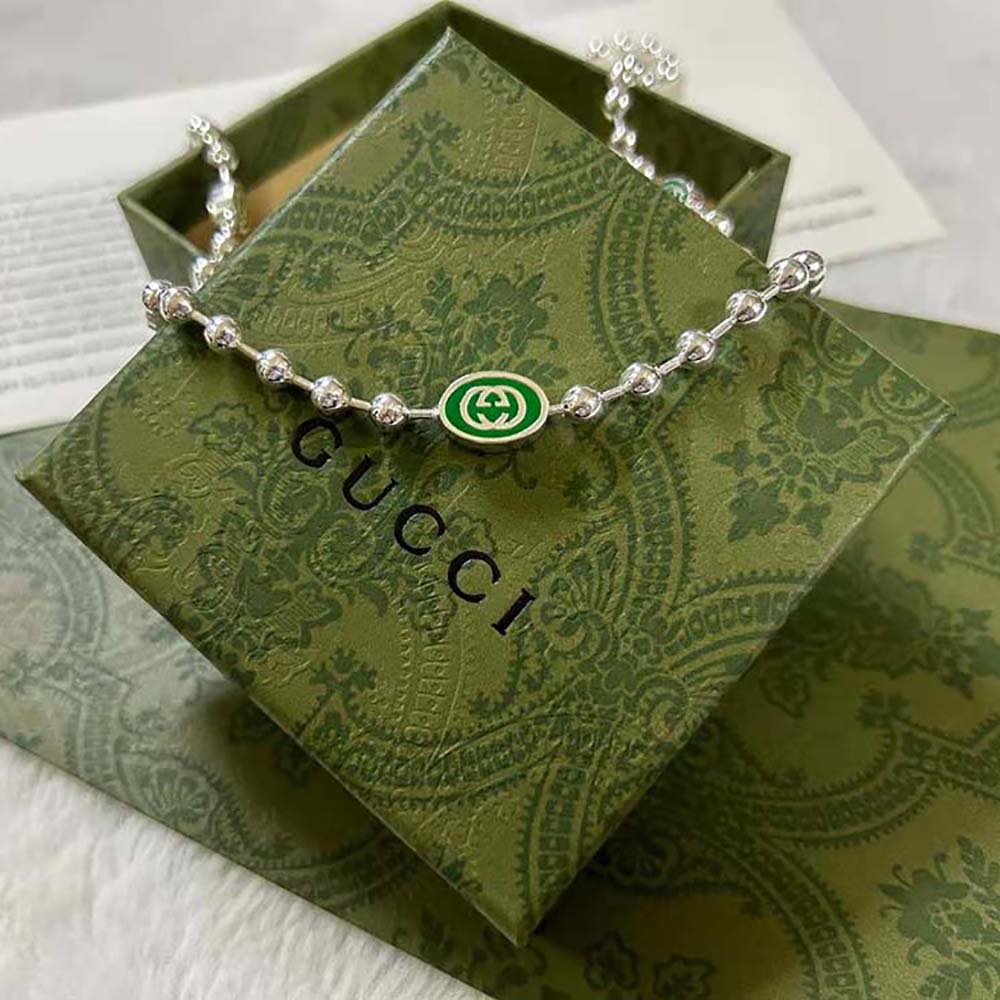 G*u*i women interlocking g boule chain necklace