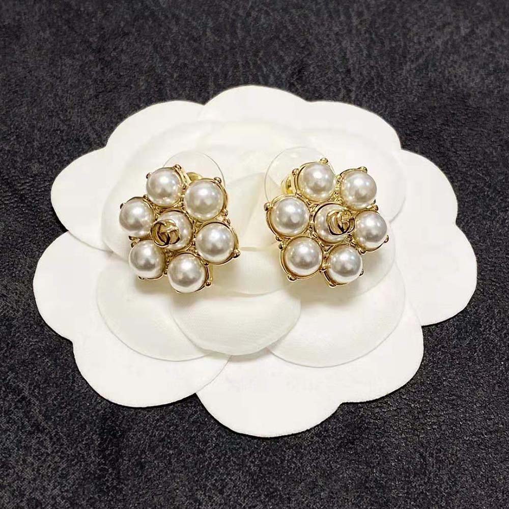 G*u*i women pearl double g earrings