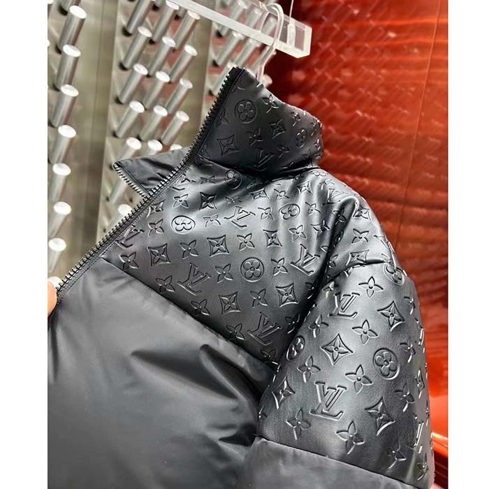 Louis Vuitton Women LV Oversized Puffer Jacket Black Monogram Hood Water-Resistant Lamb Leather