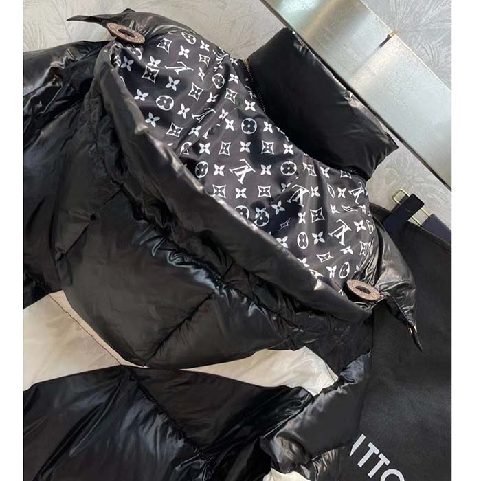 Louis Vuitton Men LV SKI Abstract Monogram Flower Puffer Jacket Black White