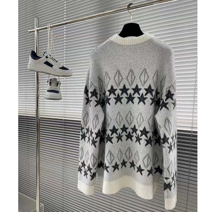 dior men dior and peter doig cd Di*m*nd sweater gray wool jacquard