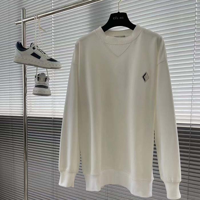 dior men cd Di*m*nd oversized sweatshirt white organic cotton fleece