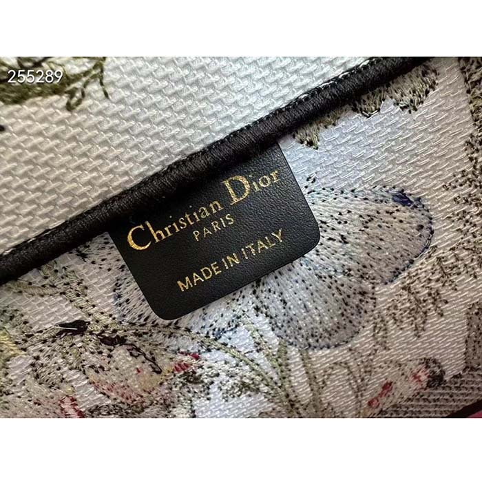 Dior Women CD Medium Book Tote White Multicolor Mexico Millefiori Embroidery
