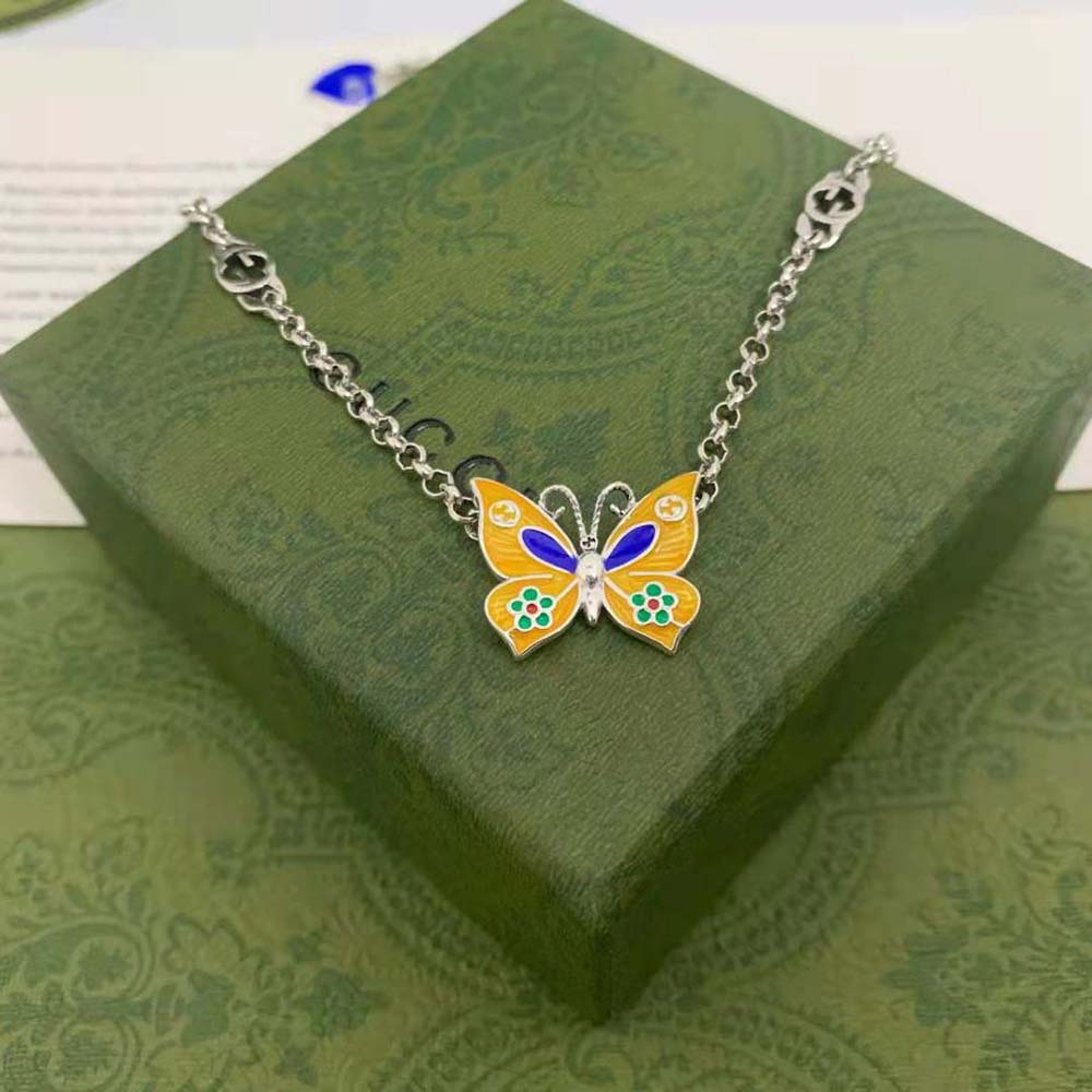 G*u*i women butterfly pendant necklace