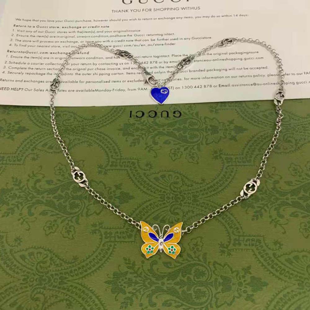 G*u*i women butterfly pendant necklace