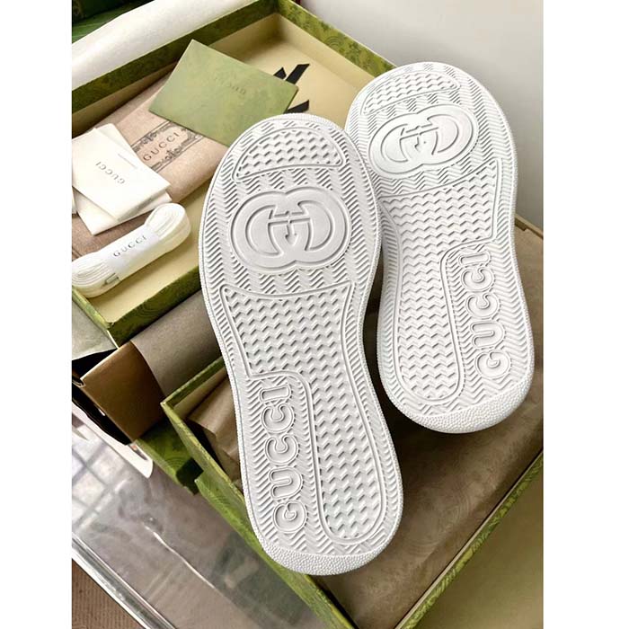 G*u*i unisex gg sneaker white leather lace-up mid-heel
