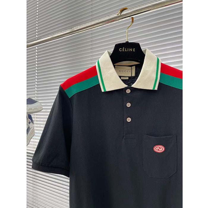G*u*i men gg cotton polo interlocking g short sleeves chest pocket