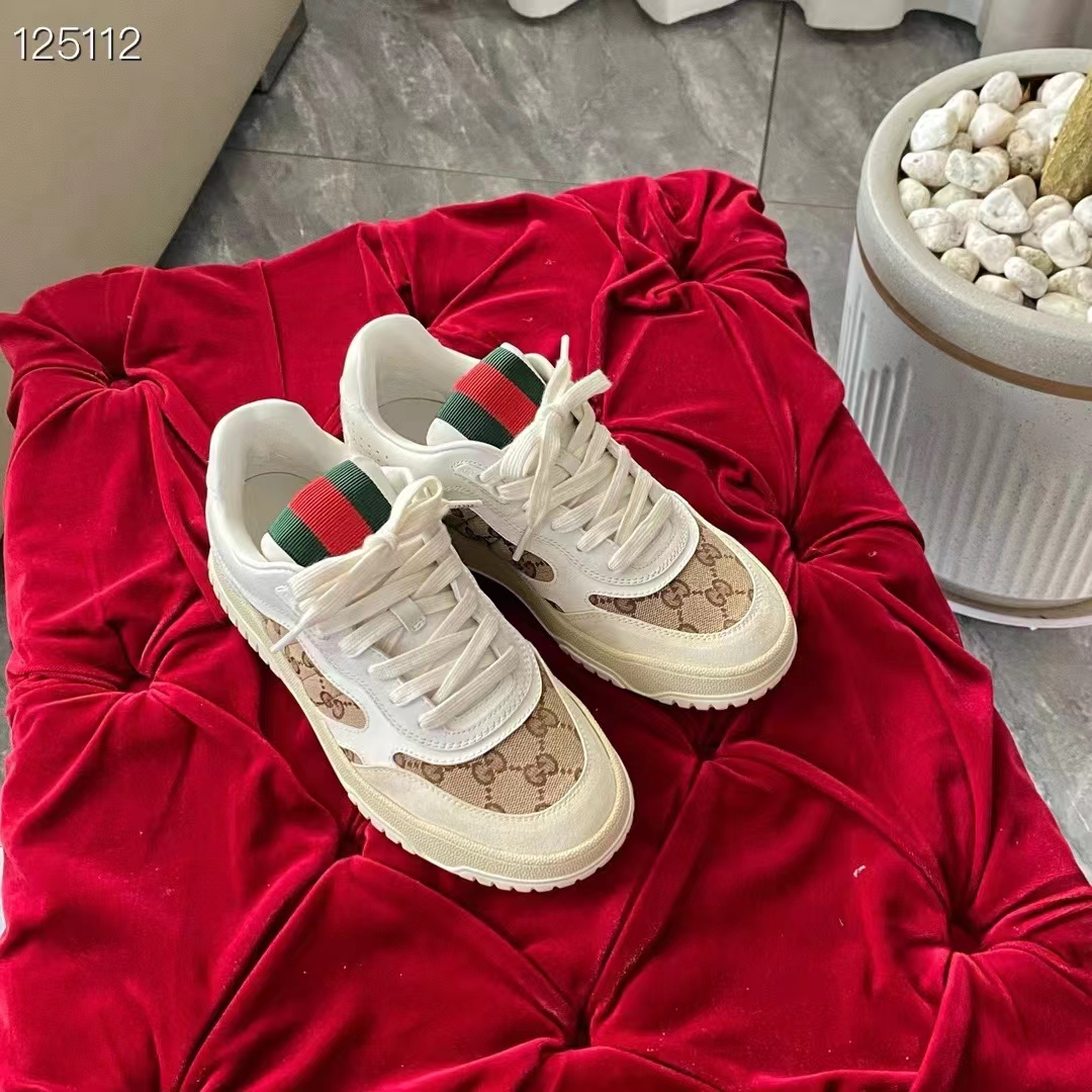 G*u*i unisex gg re-web sneaker script beige interlocking g low heel