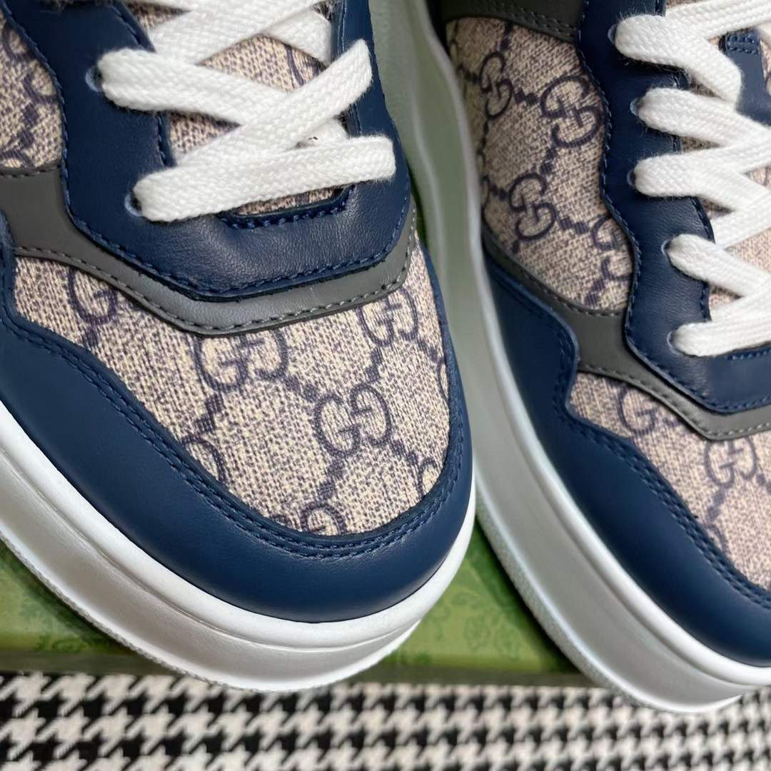G*u*i unisex gg sneaker beige blue gg supreme canvas mid-heel