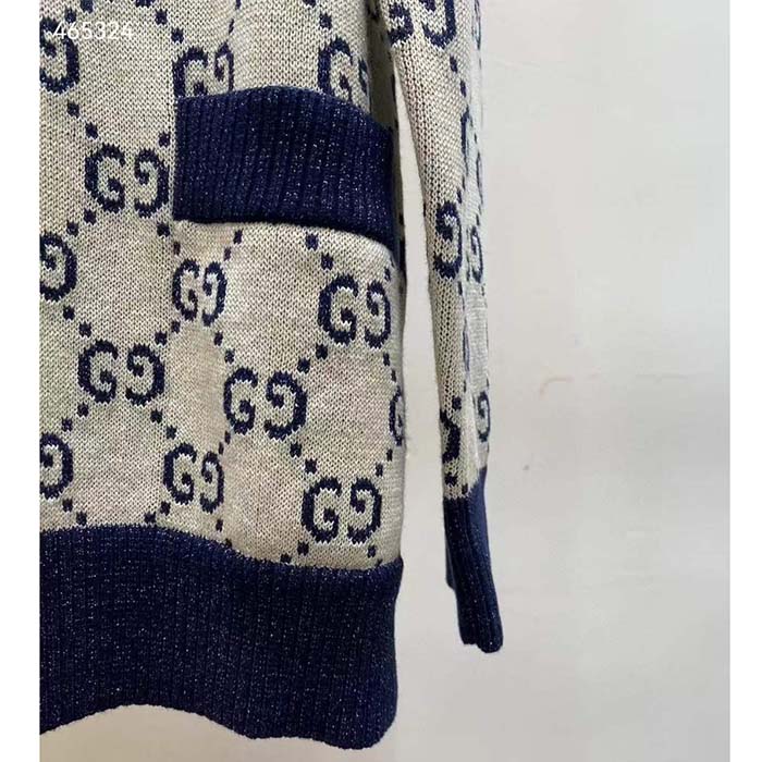 G*u*i women gg cotton jacquard cardigan v-neck two front pockets