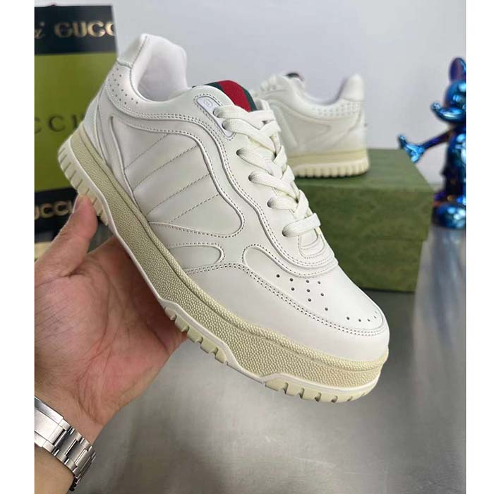 G*u*i unisex gg re-web sneaker white leather low 3 cm heel