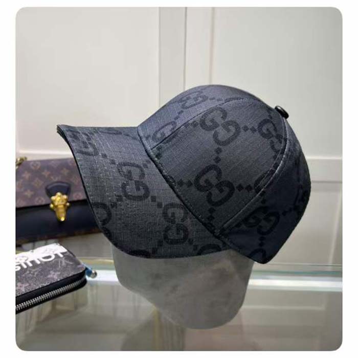 G*u*i unisex gg ripstop baseball hat dark grey black cotton