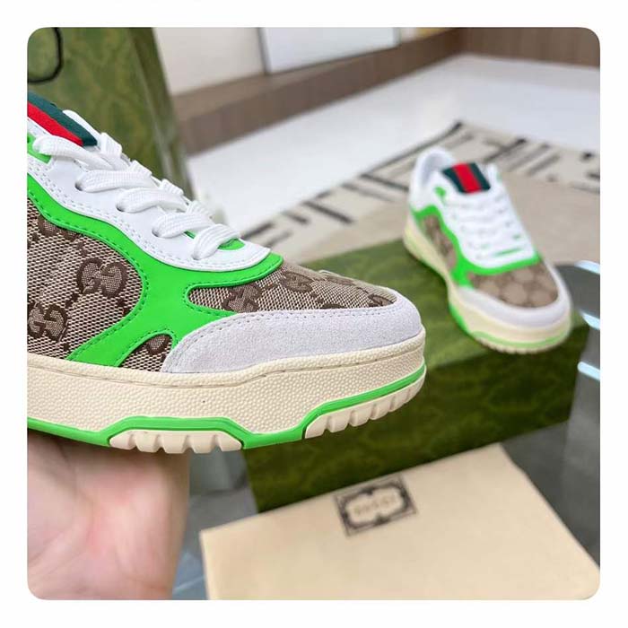 G*u*i unisex re-web sneaker beige ebony original gg canvas green low heel