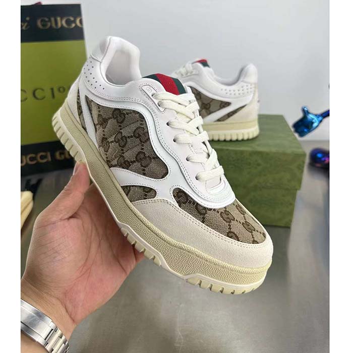 G*u*i unisex re-web sneaker beige ebony original gg canvas low 3 cm heel
