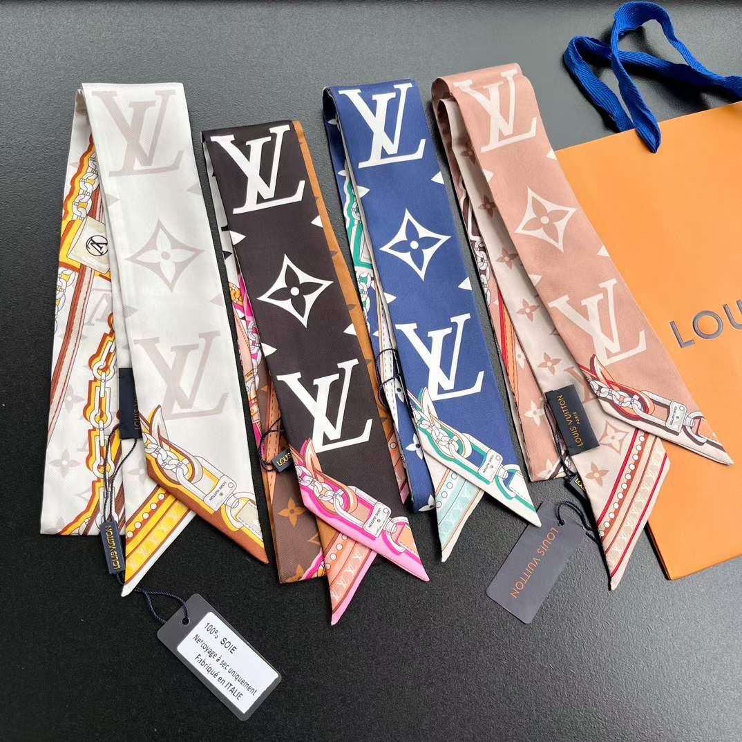 Louis Vuitton Women LV Ultimate Monogram Bandeau Navy Blue Silk Inkjet Print M77778