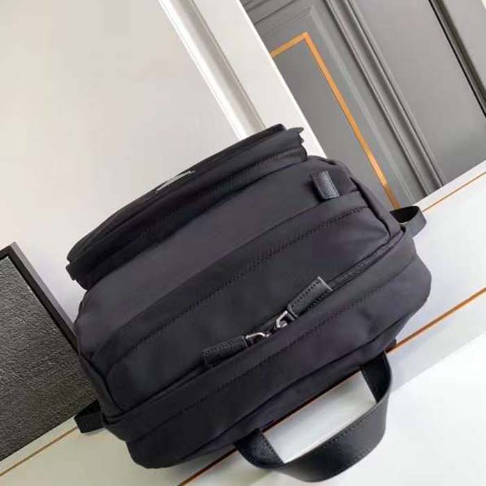 Prada Unisex Re-Nylon Saffiano Leather Backpack Black Fabric Zipper Closure