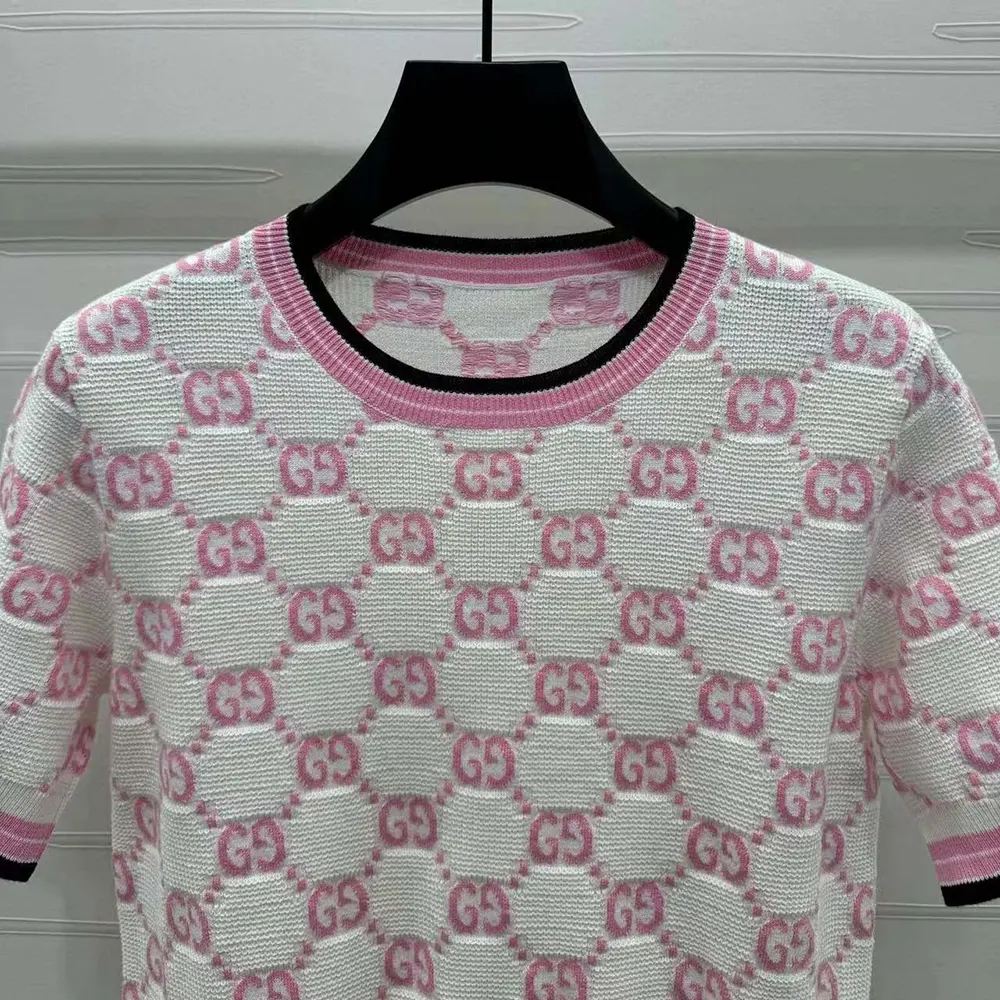 G*u*i women cotton crewneck top with gg intarsia 788766xkd1r9487
