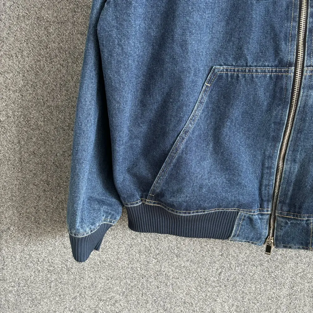 Dior Men Christian Dior Tag Hooded Jacket Blue Cotton Denim