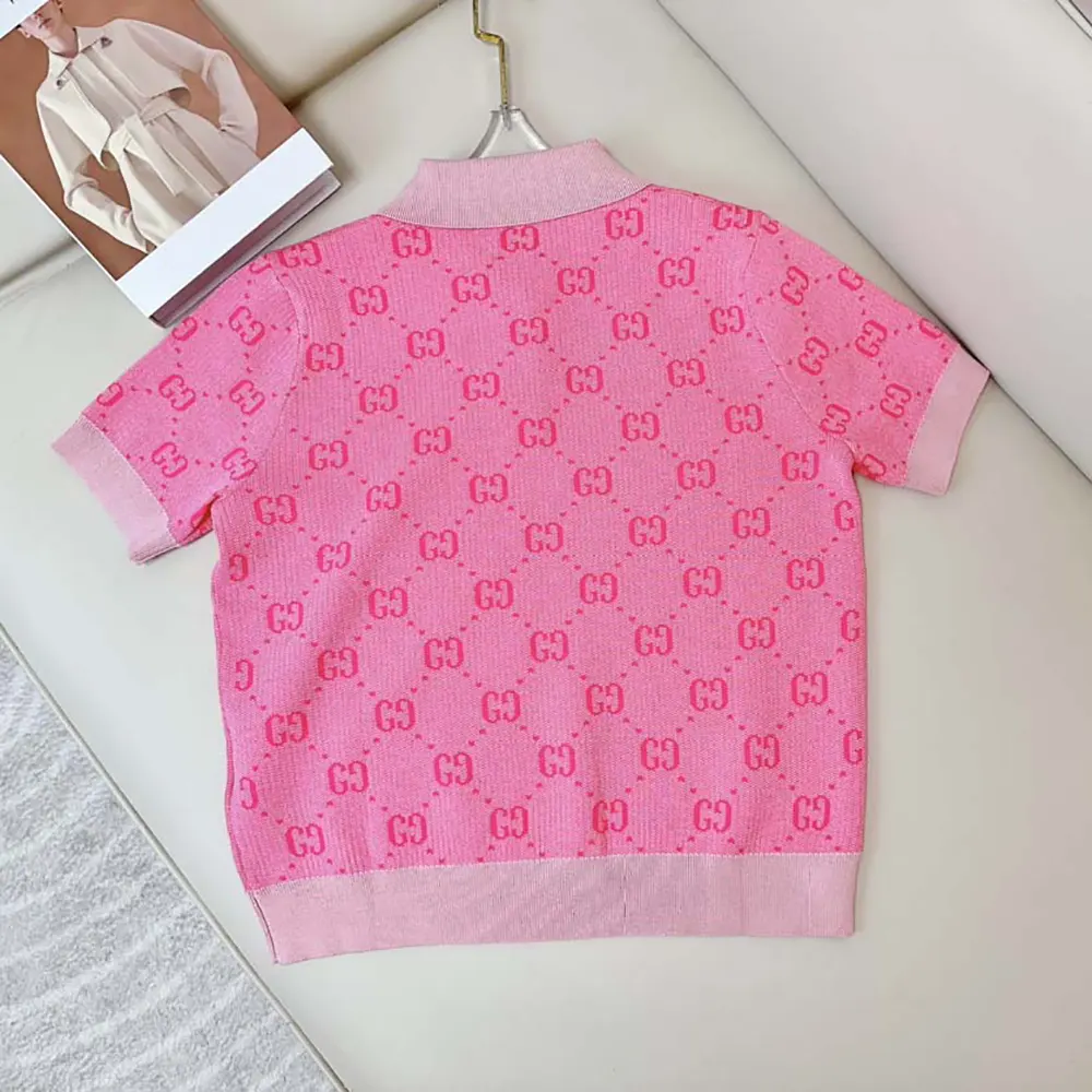 G*u*i women gg wool jacquard polo-pink 773631xkdk55152