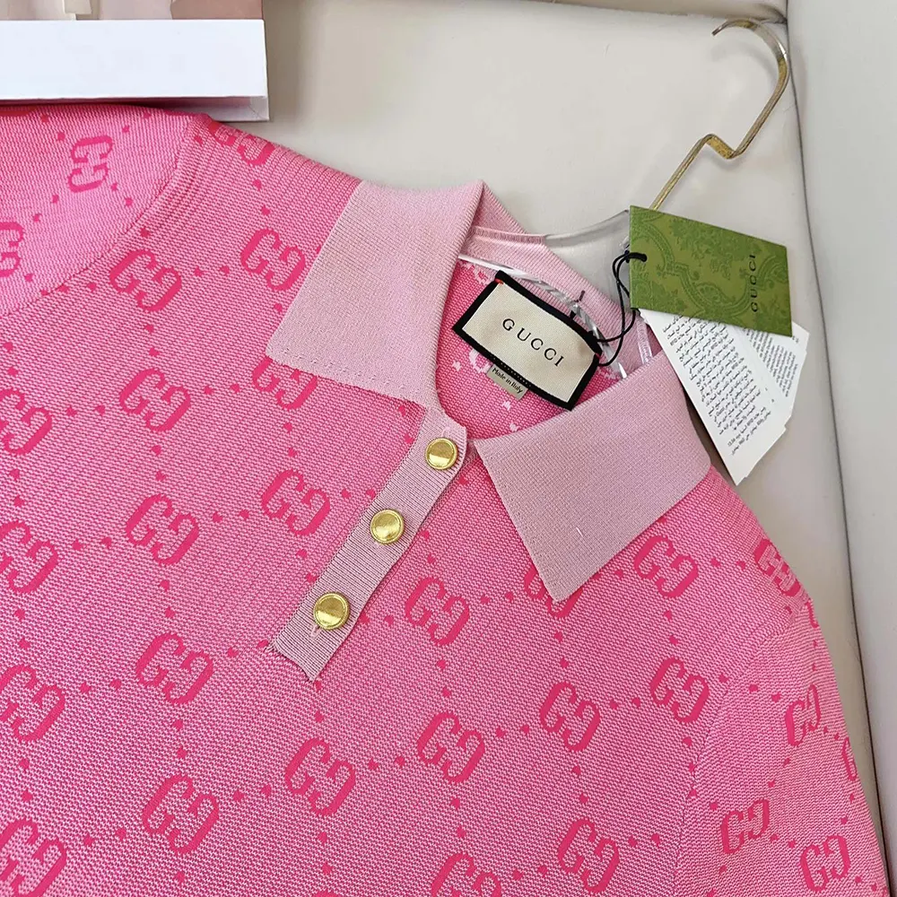 G*u*i women gg wool jacquard polo-pink 773631xkdk55152