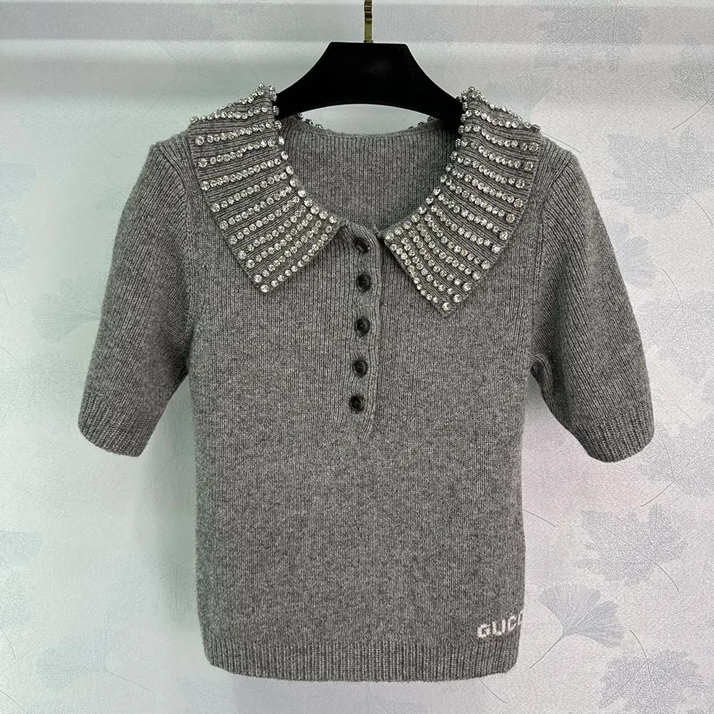 G*u*i women rib wool polo top 803889xkefg1189