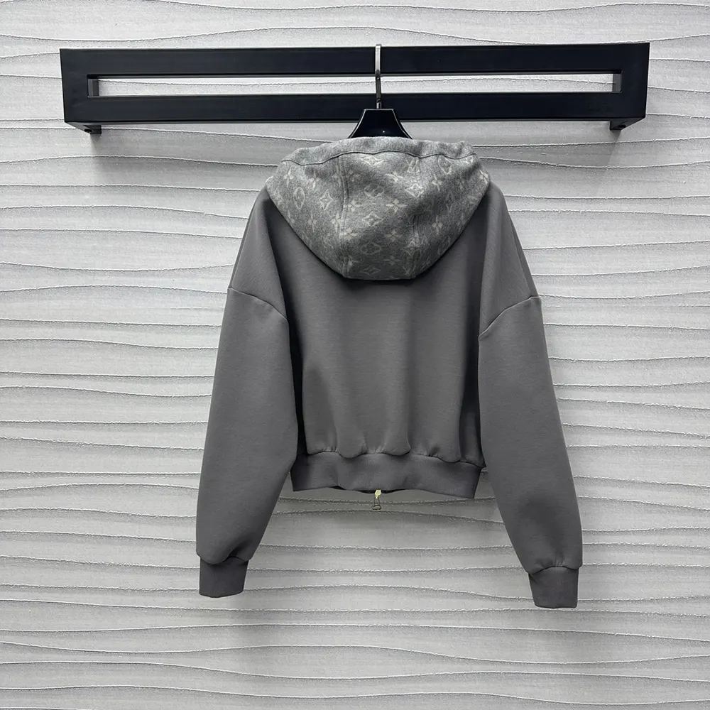 Louis Vuitton Men Monogram Accent Knit Hoodie-Grey 1AGCI2