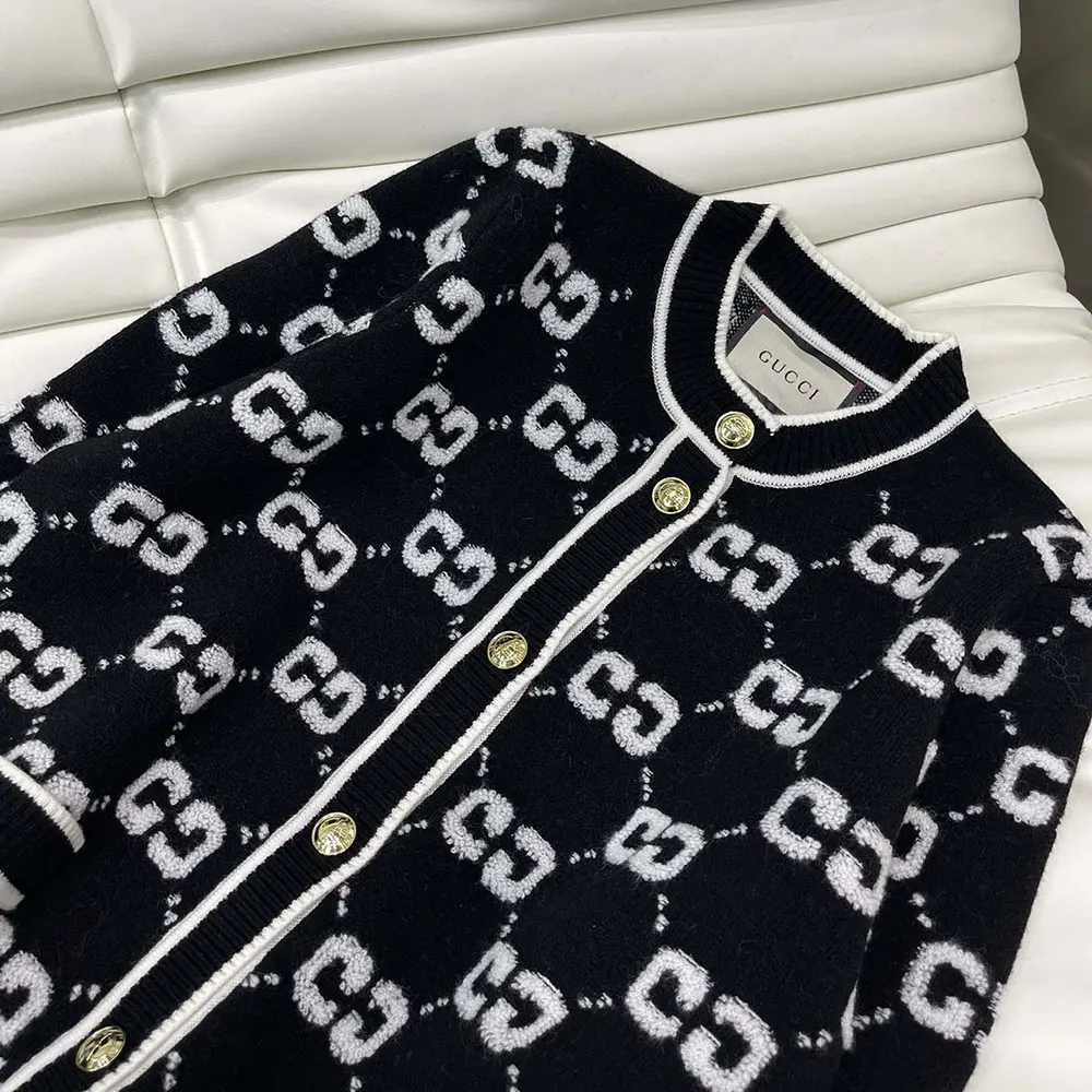 G*u*i women gg wool boucle jacquard cardigan 713300xkcna1289