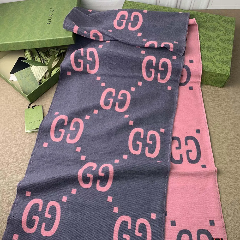 G*u*i unisex gg jacquard wool silk scarf-pink ‎5580073g6361272