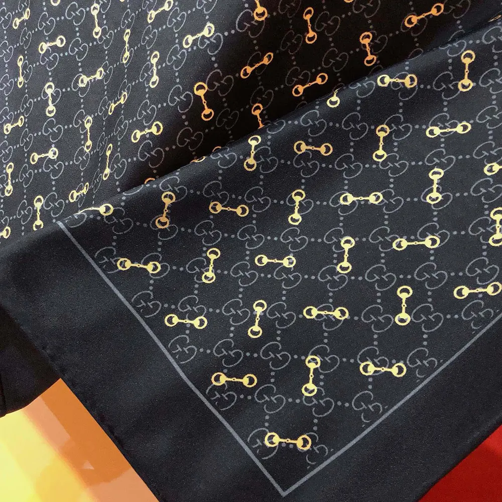 G*u*i unisex gg print with horsebits silk scarf-black 6625763g0011000