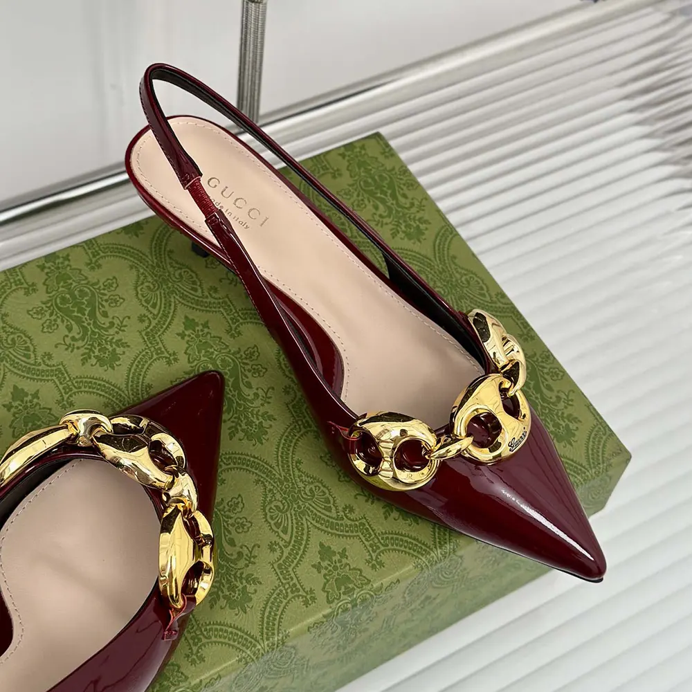 G*u*i women slingback with G*u*i marina chain 794372bnc806207