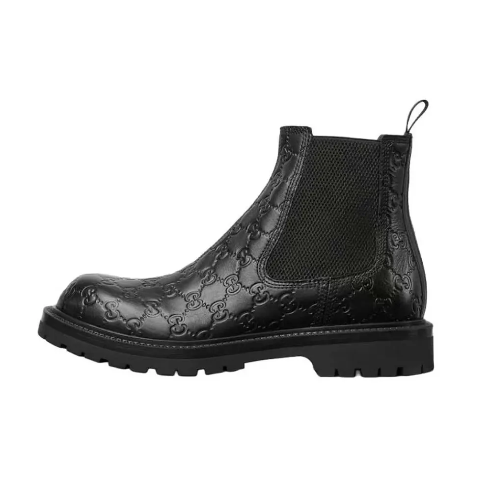 G*u*i men boot with web-black 794168aadpf1056