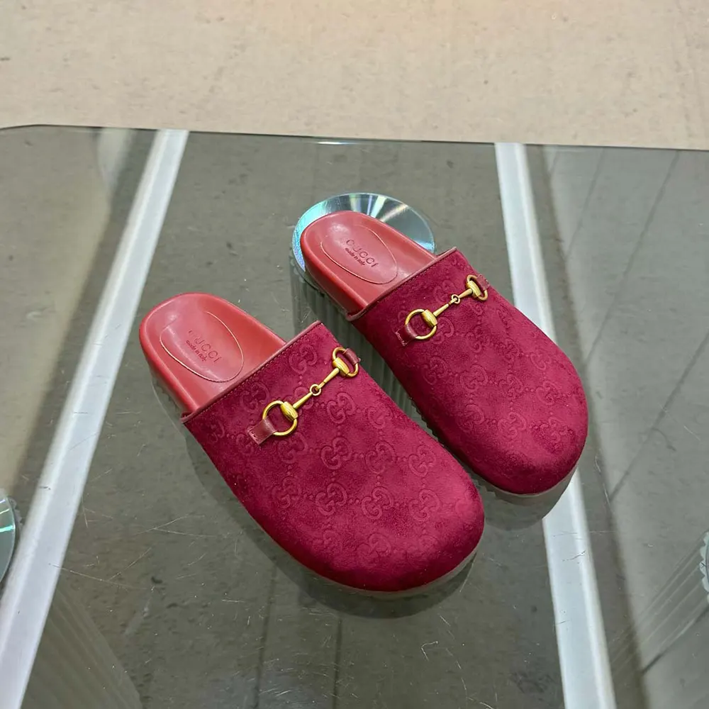 G*u*i women horsebit slipper in red gg canvas 7467129sf408551