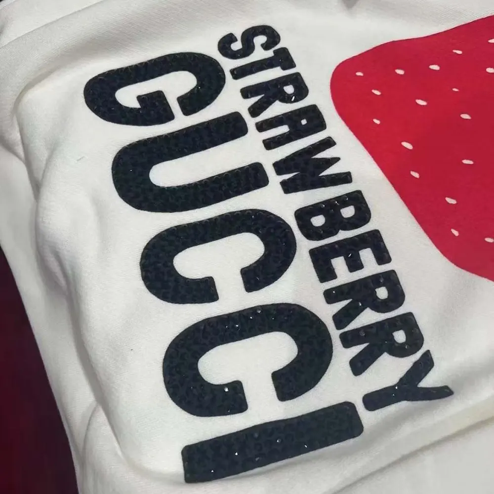 G*u*i men strawberry G*u*i cotton printed sweatshirt-white