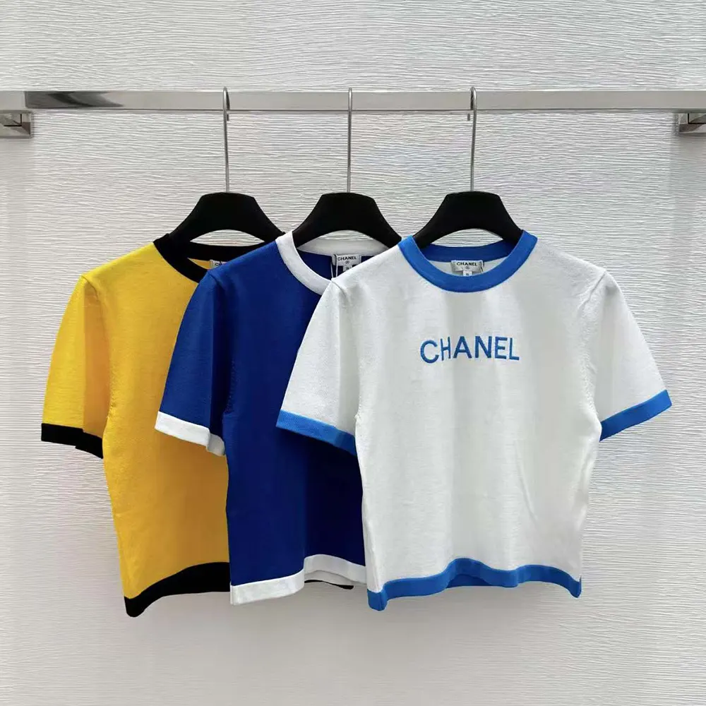 Chanle Women Oversize T-Shirt with Chanle Logo-Navy