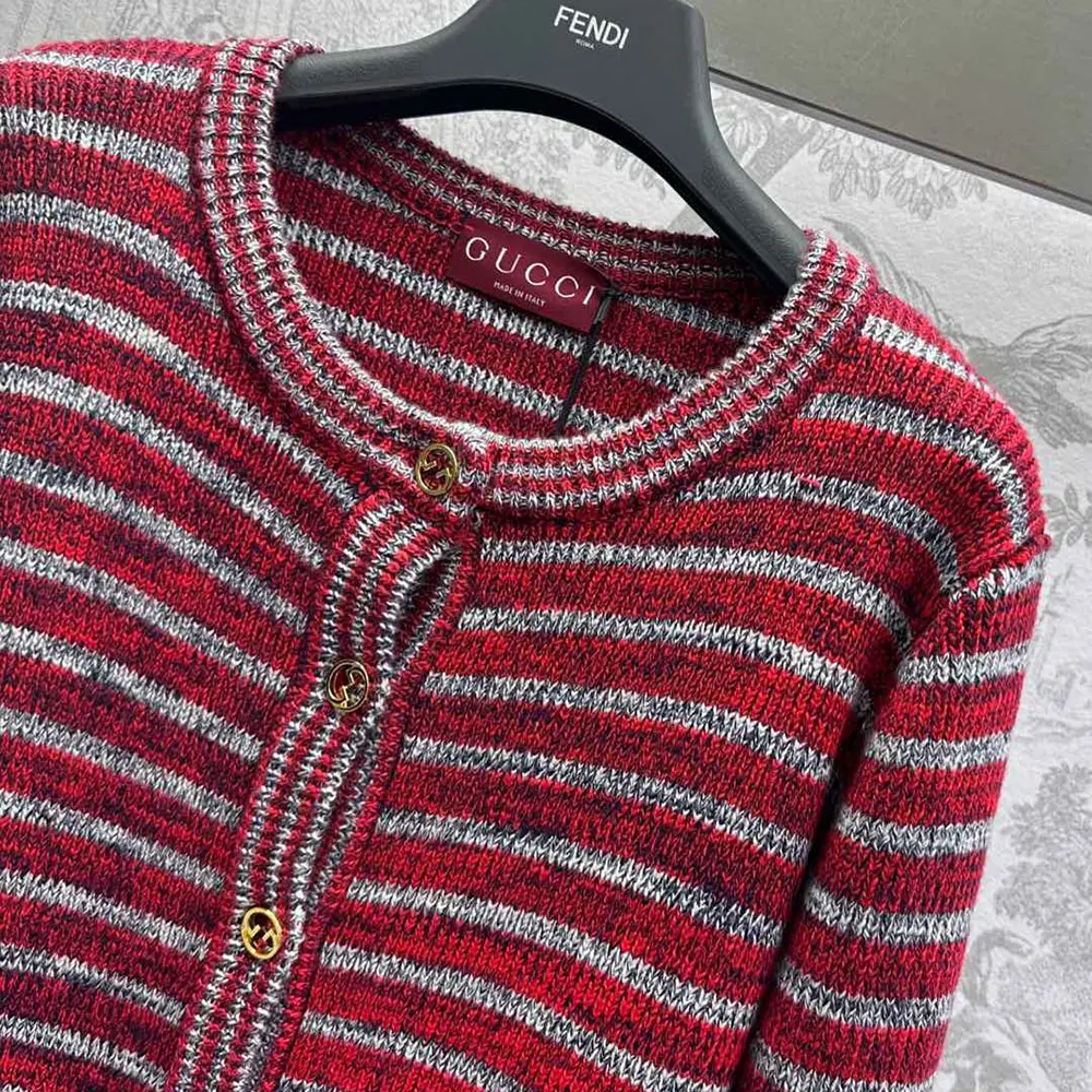 G*u*i women wool cotton crewneck cardigan 813829xkei16549